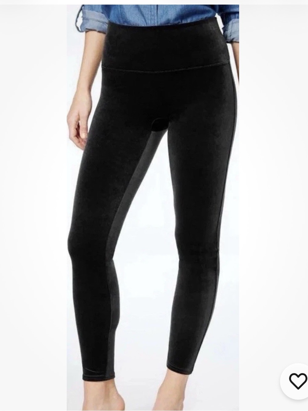 Spanx Velvet Leggings Sz M Black High Rise Pull On Shaping PantsChristmas Comfy